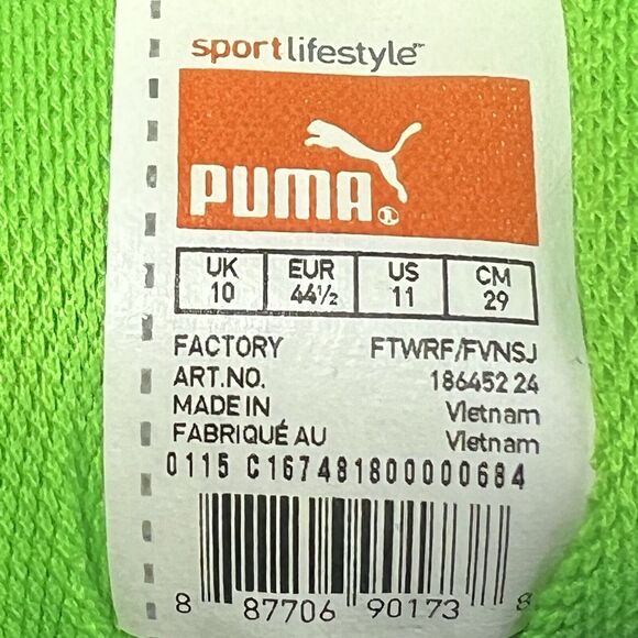 Mens Puma~Black/Green Sneakers~Size 11~Pre-owned - Picture 10 of 10